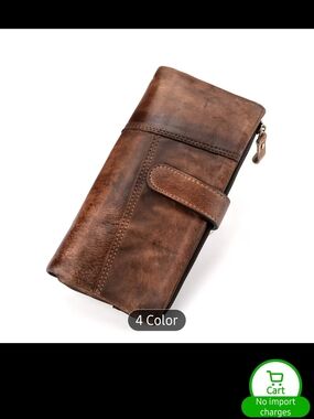 Classic Brown Leather Men's Wallet Clutch